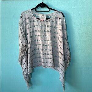 Anthropologie Fringed Linen Poncho